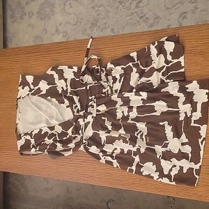 Diane Von Furstenberg Brown and White Mini Dress